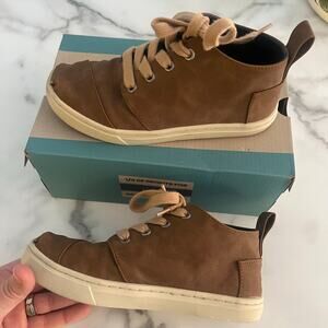 TOMS Bota's Sneaker Brown Microsuede Mid Cut High Ankle Washable Boy Size 2